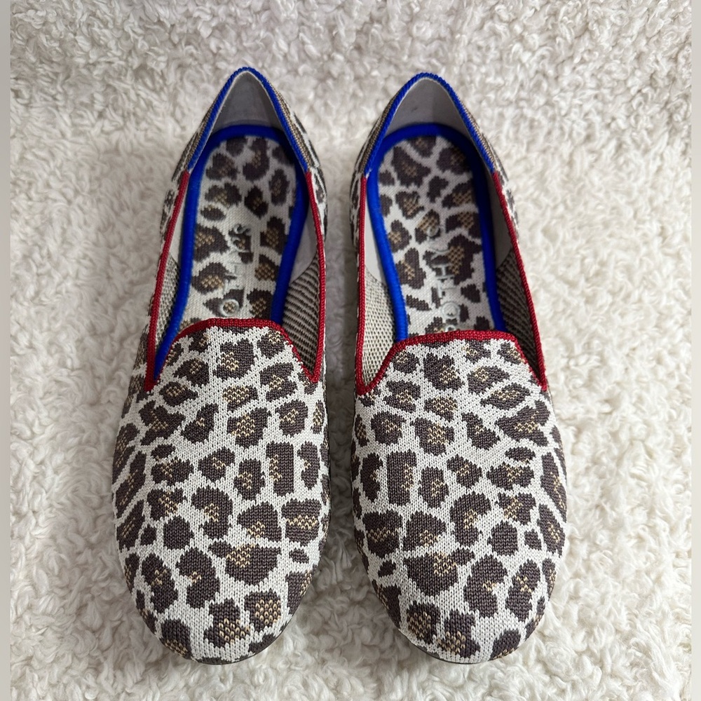 Rothy's Shoes The Loafer Womens 9 Tan Brown Leopard Flats Slip On Animal Round - Picture 3 of 14